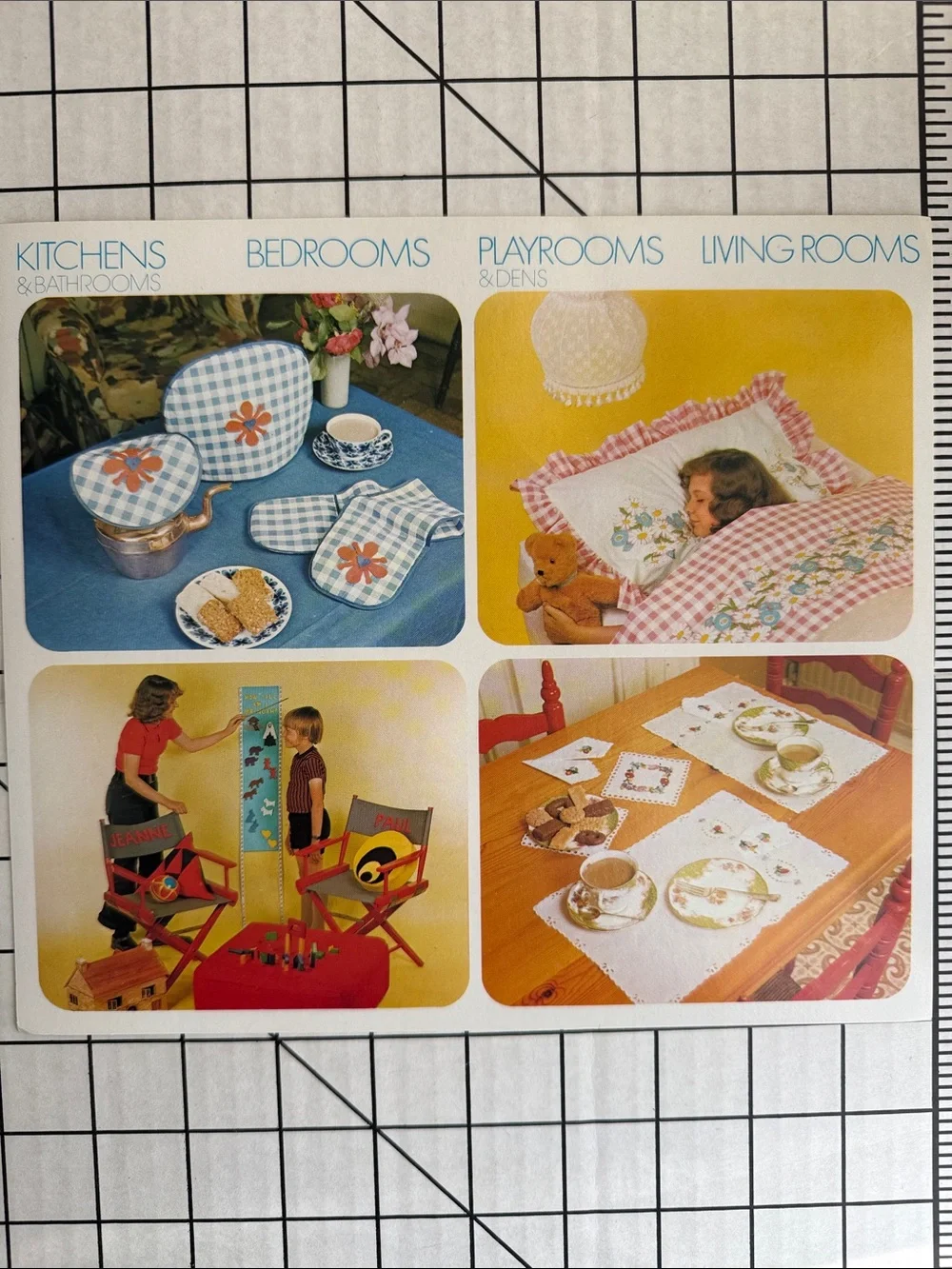 Vintage 1970s Fabric Store Display Cards Set of 8 Sewing Craft Retail POP Signs
